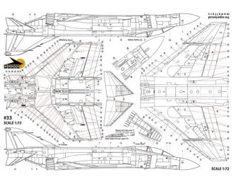 Декаль F-4B/J/N Phantom technical data stencils. USN and USMC aircraft, High Visibility paint scheme