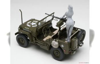 Сборная модель JEEP Willys Mb U.s 1/4 Ton 4x4 Military Utility Truck Machine Gun With Blond Girl Figure 1942