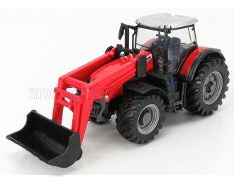 MASSEY FERGUSON 8740s Tractor With Front Loader Scraper, Red