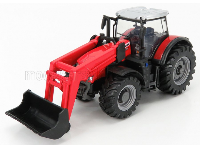 MASSEY FERGUSON 8740s Tractor With Front Loader Scraper, Red