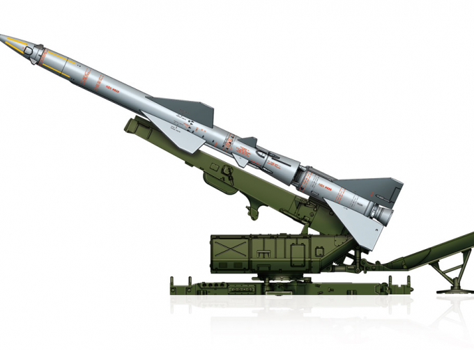 Сборная модель Зенитная ракета на пусковой комплеска С-75 Sam-2 Missile with Launcher Cabin