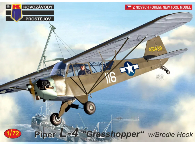 Сборная модель Самолет Piper L-4 „Grasshopper“ w/Brodie Hook