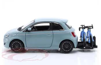 FIAT 500E with bike (2023), blue