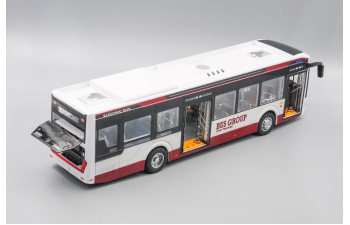 Электробус Zhong Tong N12, белый с красной полосой 28 см