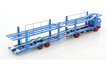 MAN автовоз с прицепом (car transporter with trailer) (1970), blue / red