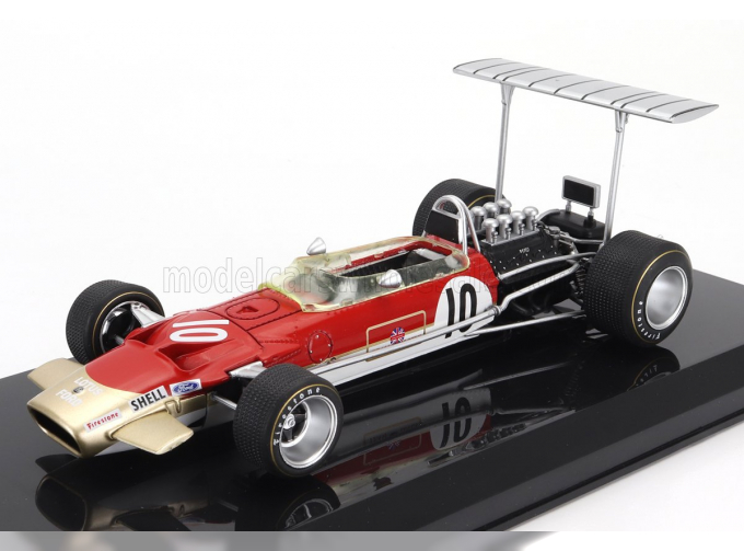 LOTUS F1 Type 49b №10 World Champion Season (1968) Graham Hill - Con Vetrina - With Showcase, Red White Gold