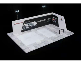 Diorama *Porsche parking lot*, white/black/red