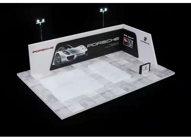 Diorama *Porsche parking lot*, white/black/red