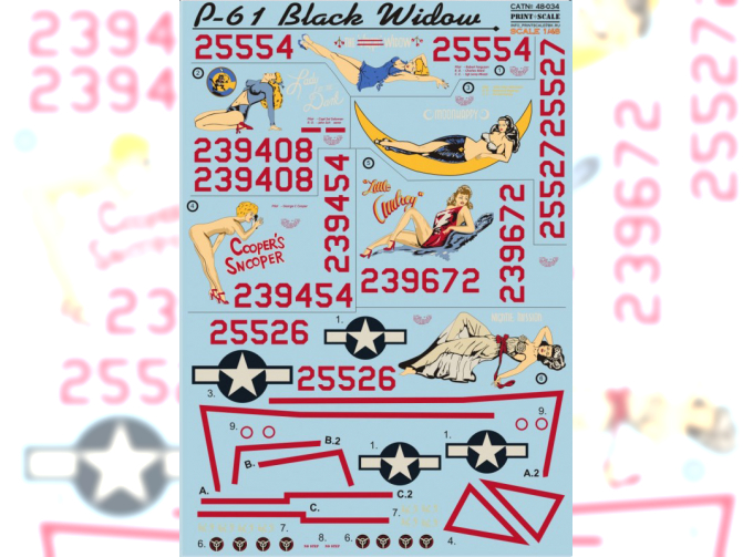 P-61 Black Widow Part 1 Wet decal