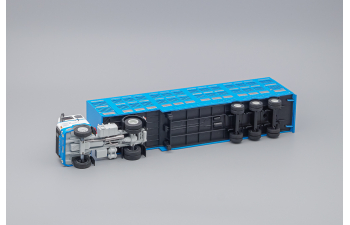 VOLVO F89 Truck Commerce D'ovins Du Larzac Millau - Livestock Transporter - Trasporto Animali (1978), light blue / white