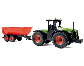 CLAAS Xerion 5000 Tractor With Trailer (2017), Green Red