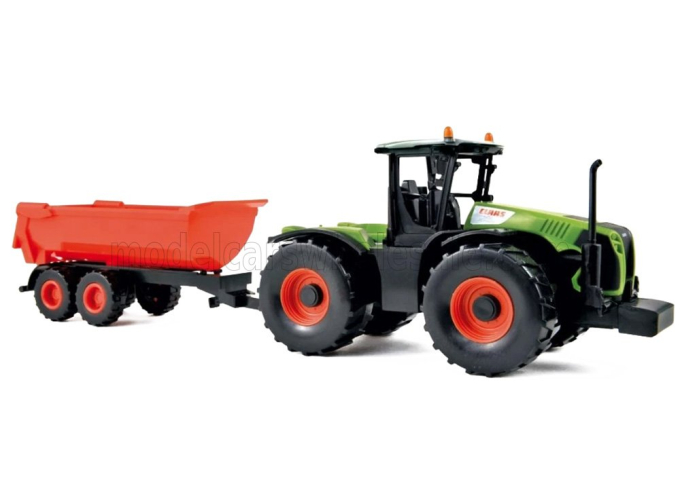 CLAAS Xerion 5000 Tractor With Trailer (2017), Green Red
