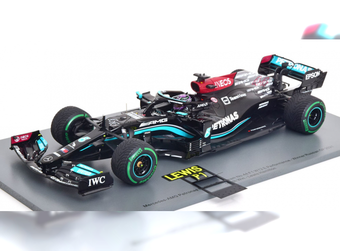 MERCEDES AMG F1 W12 E Performance TEAM AMG PETRONAS MOTORSPORT FORMULA ONE № 44 WINNER SOTCHI RUSSIAN GP LEWIS HAMILTON - 100th VICTORY F1 - WITH PIT BOARD(2021)