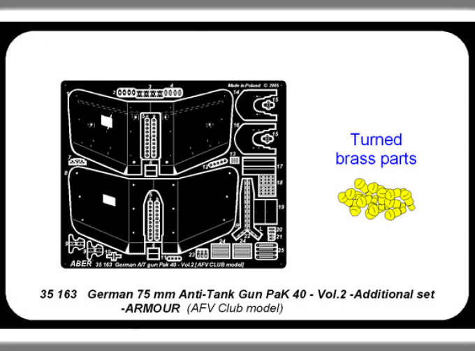 Фототравление для German 75 mm Anti-Tank Gun PaK 40 - vol. 2 - additional set - armour