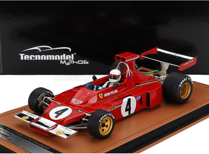 FERRARI F1 312 B3 N 4 Austrian Gp (with Pilot Figure) Arturo Merzario (1973), Red Silver