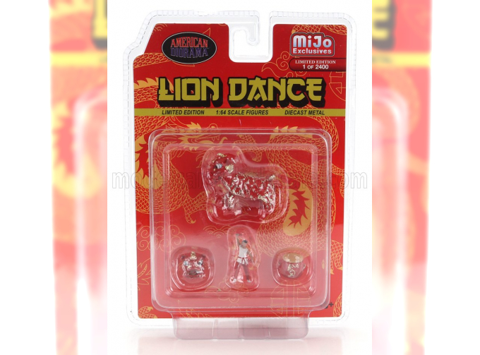 FIGURES Set 4x Lion Dance 2, Red