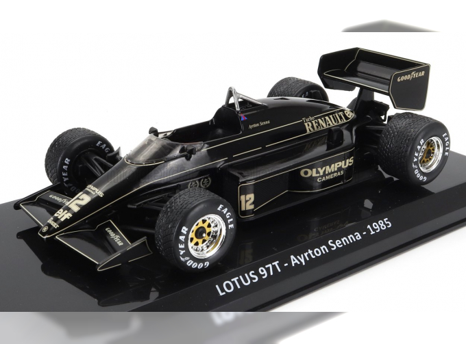 LOTUS F1 97t Renault Turbo Team Lotus №12 Winner Portugal Gp (1985) Ayrton Senna - Blister Box, Black Gold