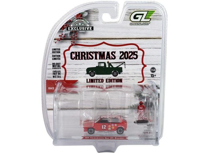 VOLKSWAGEN Golf GTI Widebody with Race Car Figure *Christmas 2025 Limited Edition* (1975), red