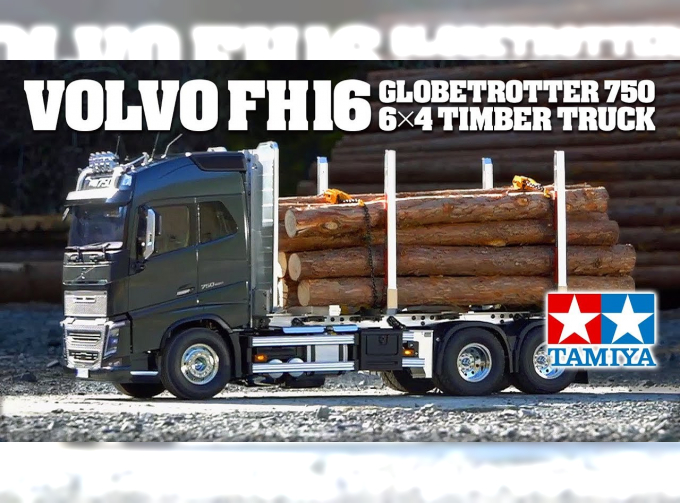 Сборная модель VOLVO FH16 GLOBETROTTER 750 6х4 лесовоз, бревна в комплекте