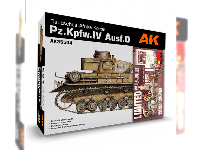 Сборная модель Танк Pz.Kpfw.IV Ausf.D Afrika Korps + 5 фигур немецкого танкового экипажа Afrika Korps