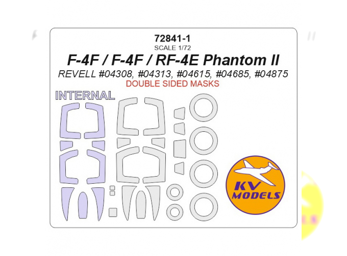 Маска окрасочная двухсторонняя F-4F / F-4F / RF-4E Phantom II (REVELL #04308, #04313, #04615, #04685, #04875) + маски на диски и колеса