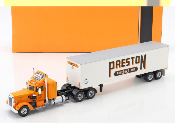 PETERBILT 350 с полуприцепом "Preston People" (1952), orange / white