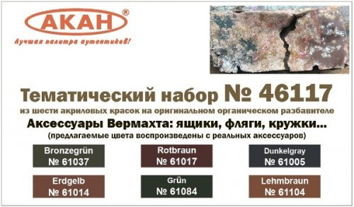 Тематический набор красок Аксессуары Вермахта: ящики, фляги, кружки