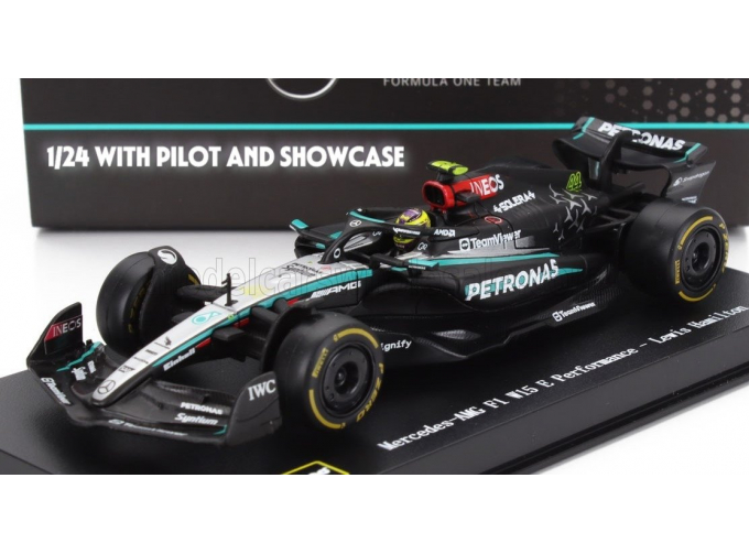 MERCEDES-BENZ GP F1 W15 Eq Performance Team Amg Petronas Motorsport №44 Season (2024) Lewis Hamilton - With Pilot And Showcase, Black Silver Green