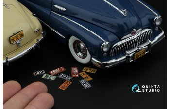 3D Декаль Автомобильные номера США, средний запад, 1940-1950 (для всех моделей) (на метал. основании)