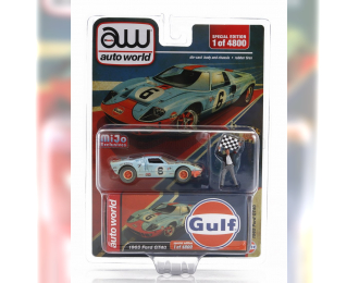 FORD Gt40 4.9l V8 Team Jw Automotive Engineering Gulf №9 Winner 24h Le Mans (1968) L.Bianchi - P.Rodriguez - With Figure, Light Blue