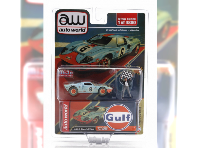 FORD Gt40 4.9l V8 Team Jw Automotive Engineering Gulf №9 Winner 24h Le Mans (1968) L.Bianchi - P.Rodriguez - With Figure, Light Blue