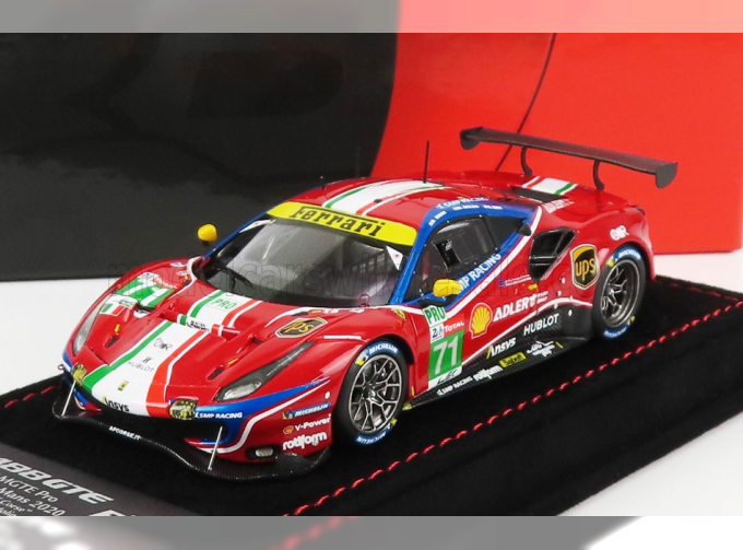 FERRARI 488 Gte Evo 3.9l Turbo V8 Team Af Corse N71 Lmgte Pro Class 24h Le Mans (2020) S.Bird - M.Molina - D.Rigon - Con Vetrina - With Showcase, Red White Blue