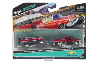 CHEVROLET 1500 (1987) + Bass Boat , red/black