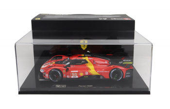 FERRARI 499p 3.0l Turbo V6 Team Ferrari Af Corse №51 Winner 24h Le Mans (2023) Alessandro Pier Guidi - James Calado - Antonio Giovinazzi - With Showcase - Exclusive Carmodel, Red Yellow Black