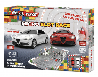 ALFA ROMEO Micro Slot Racing - Pista Componibile- With  2x Giulia Quadrifoglio Slot Cars - Lego Compatibile, /