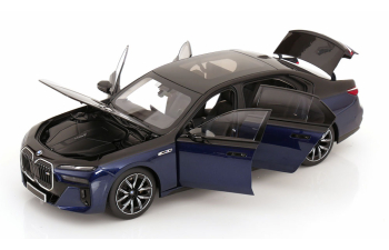 BMW i7 (M70) (2024), blue-black metallic