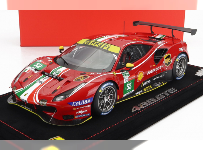 FERRARI 488 Gte 3.9l Turbo V8 Team Af Corse N52 Lmgte Pro Class 24h Le Mans (2021) S.Bird - M.Molina - D.Serra - Con Vetrina - With Showcase, Red