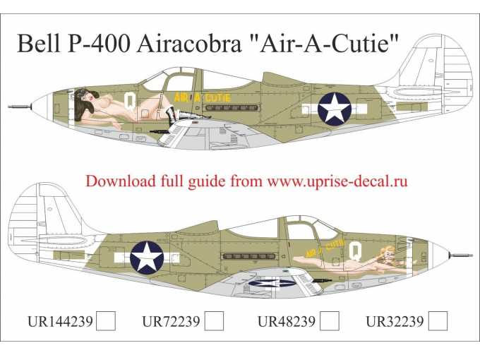 Декаль для P-400 Airacobra Air-A-Cutie с тех. надписями