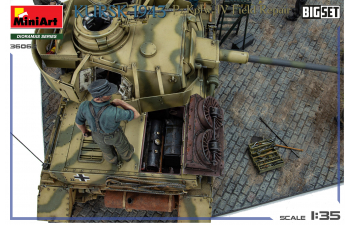 Сборная модель диорама - полевой ремонт немецкого танка - Курск 1943