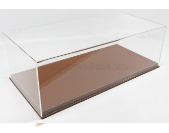 VETRINA DISPLAY BOX Molhouse Base In Pelle Marrone - Leather Base Brown - Lungh.lenght Cm 65.0 X Largh.width Cm 31.0 X Alt.height Cm 21.5 (altezza Interna  Cm 19.0), Plastic Display