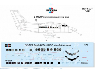 Декаль L-410UVP технические надписи и окна