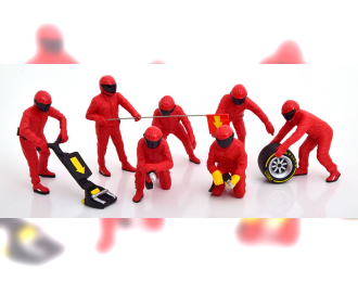 FERRARI Pit Crew Set 7 figurines with acessories with Decals
