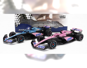 RENAULT Set 2x F1 A523 Team Bwt Alpine Press Launch Livery №10 Pierre Gasly - №31 Esteban Ocon (2023), Blue Black Pink