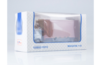 Камский грузовик 53212 с 20-футовым контейнером, серый / коричневый