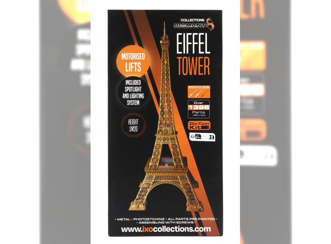 Сборная модель Эйфелева башня-Eiffel Tower Paris (1889) - Alt.height 120 Cm 1396 Pieces - Included Spotlight And Lighting System, Bronze