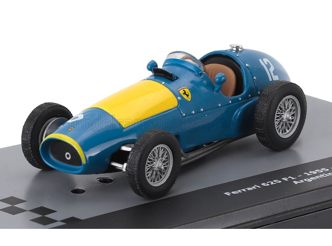 FERRARI F1 625 Scuderia Ferrari Team №12 2nd And Pole Position Argentina Gp (1955) Jose' Froilan Gonzalez - Con Vetrina - With Showcase, Blue Yellow