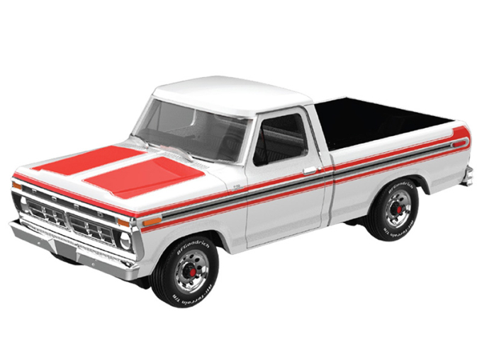 FORD F-150 (1977), white with orange stripes