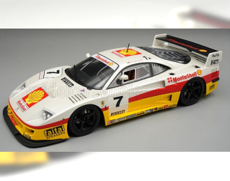 FERRARI F40 Lm Team Shell №7 Rendering Edition (1996) - Black Rims - Con Vetrina - With Showcase, White Yellow Red
