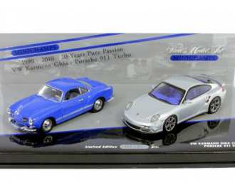 Комплект PORSCHE 911 Turbo (997) 2010 / VOLKSWAGEN Karmann Ghia Coupe 1955, L.e. 2028 pcs., silver, bl