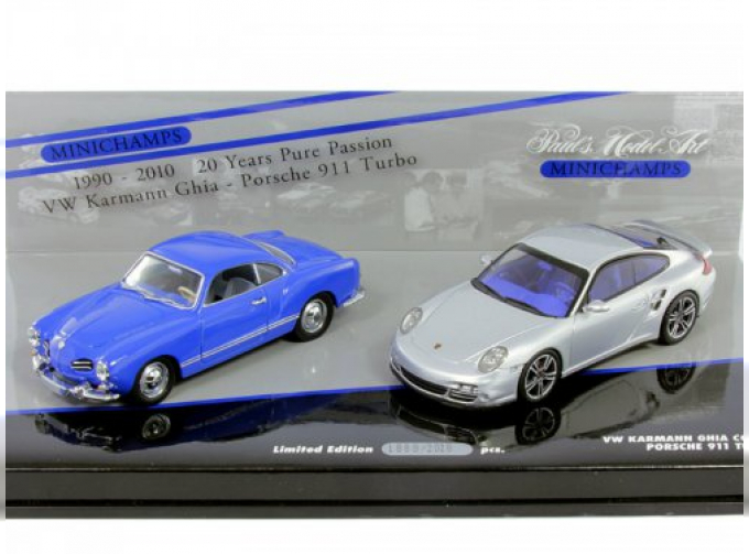 Комплект PORSCHE 911 Turbo (997) 2010 / VOLKSWAGEN Karmann Ghia Coupe 1955, L.e. 2028 pcs., silver, bl